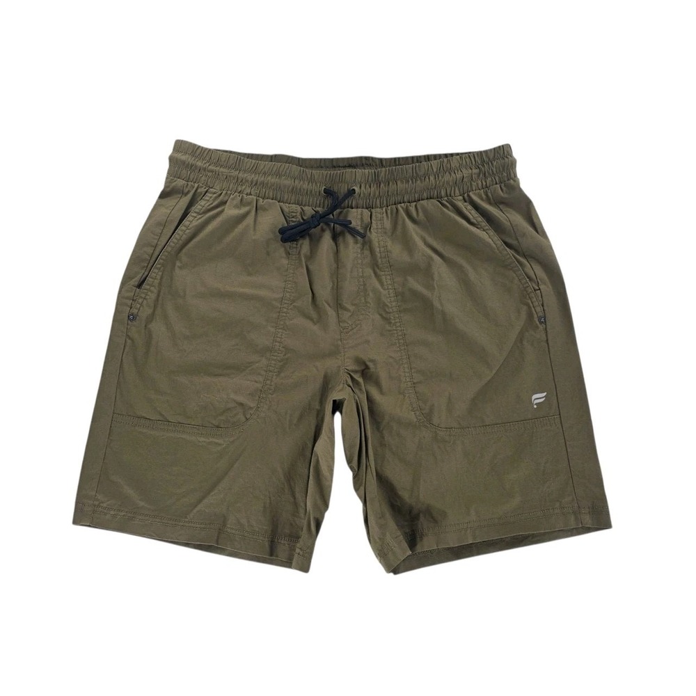 Fabletics 7" One Short Mens L Olive Green Elastic Waist Drawstring SO2458264